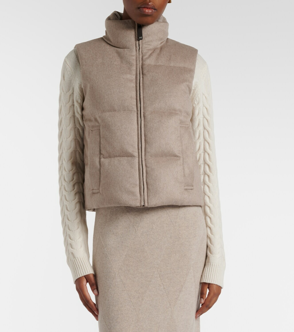 Max Mara Quilted cashmere down vest