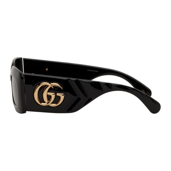 Rectangular-frame sunglasses in black injection