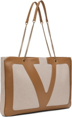 Valentino Beige Viva Superstar Large Canvas Shopping Tote