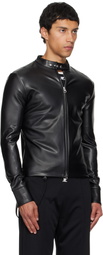 Courrèges Black Zipped Biker Faux-Leather Jacket