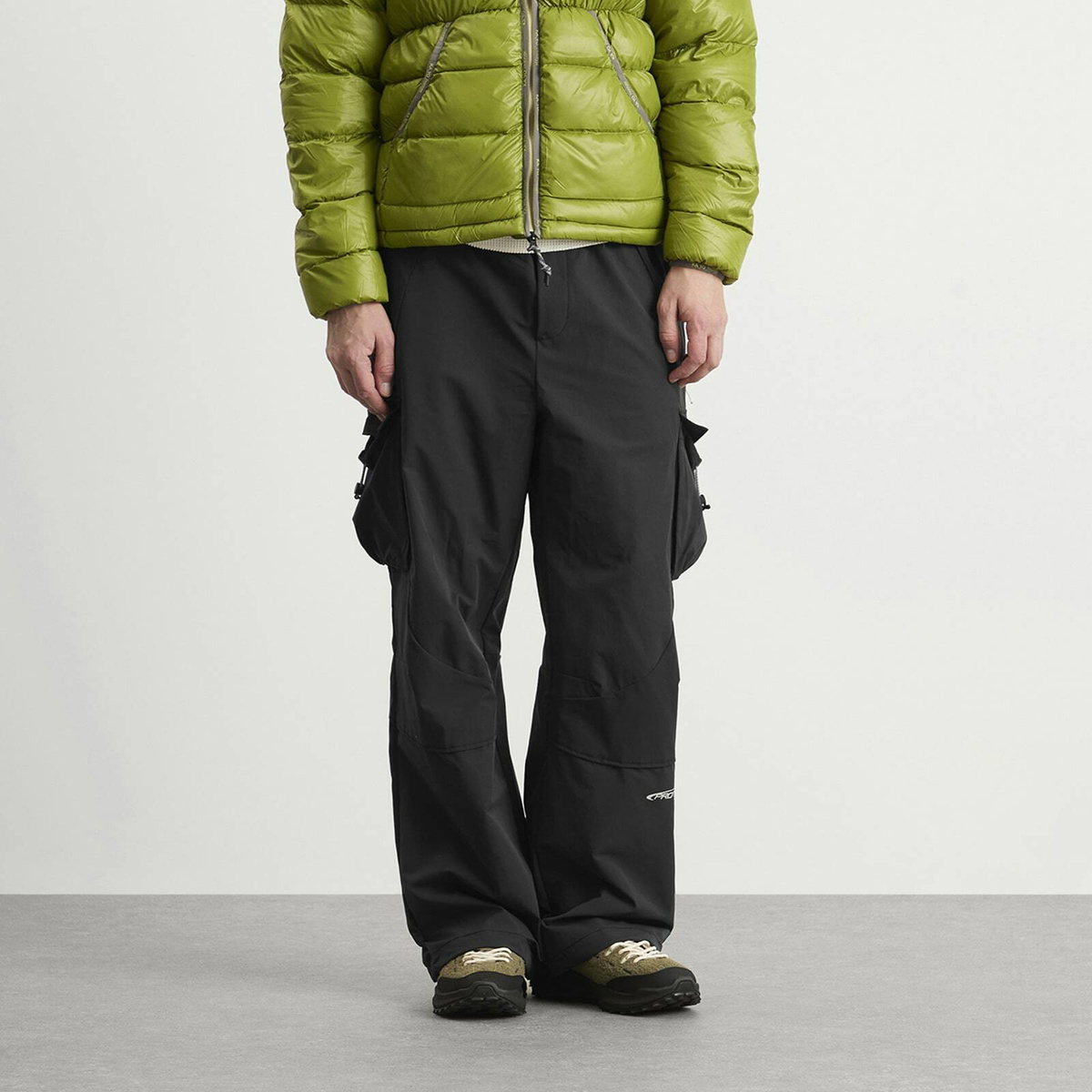 KA_YO_Prototype Men's Parachute Cargo Mix Trousers in Black