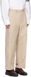 Thom Browne Khaki Grosgrain Cuff Trousers