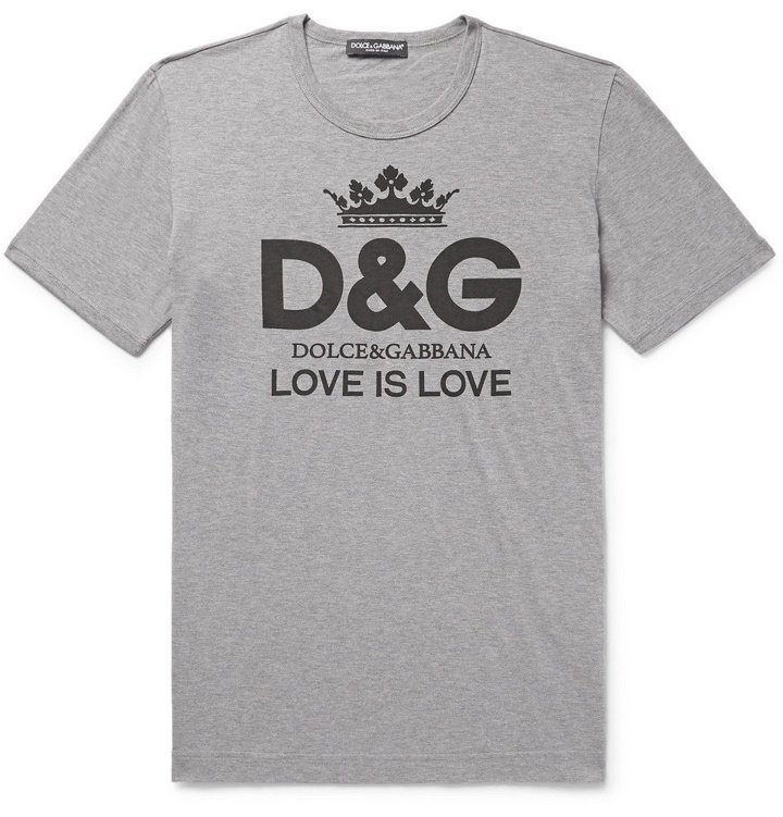 Photo: Dolce & Gabbana - Logo-Print Cotton-Jersey T-Shirt - Men - Gray