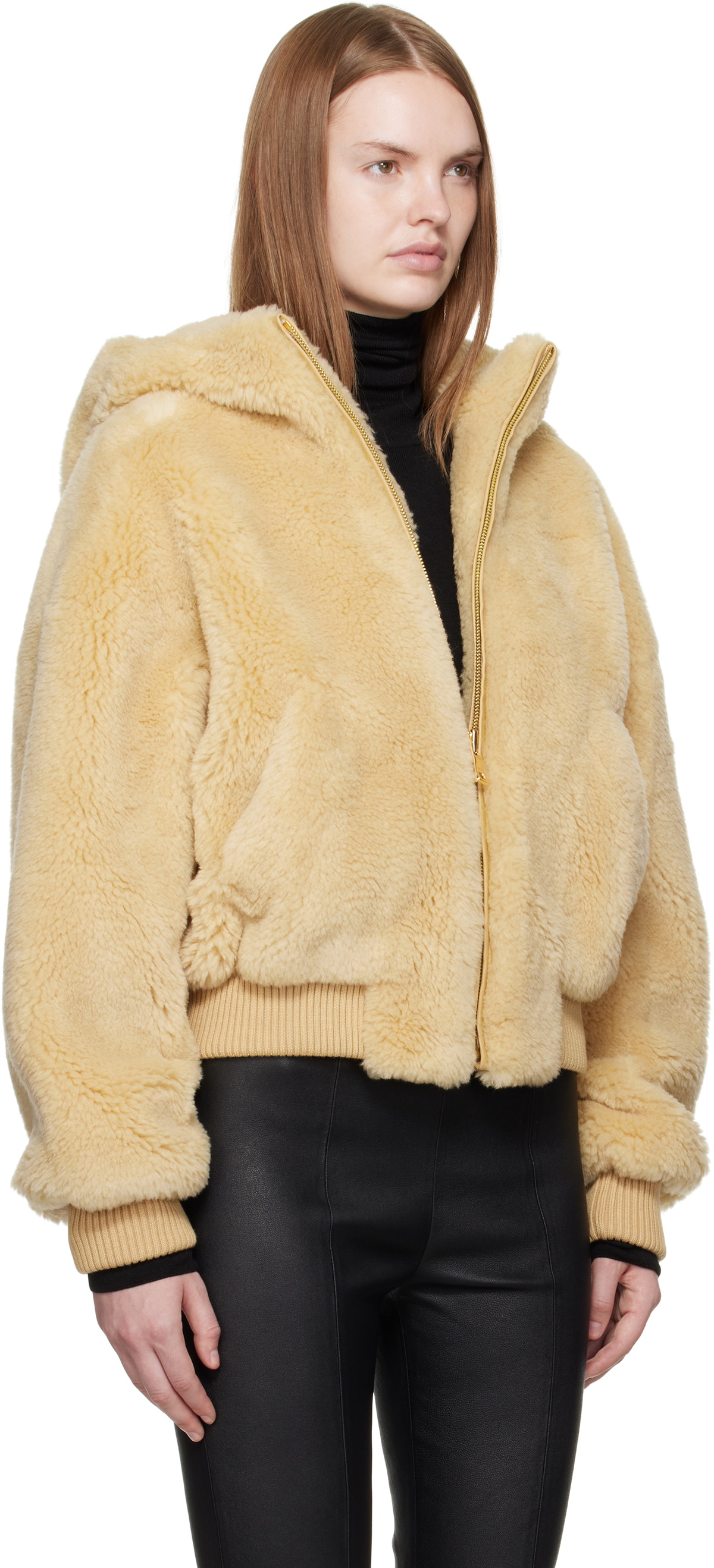 R2W Beige Fatima Wool Teddy Jacket