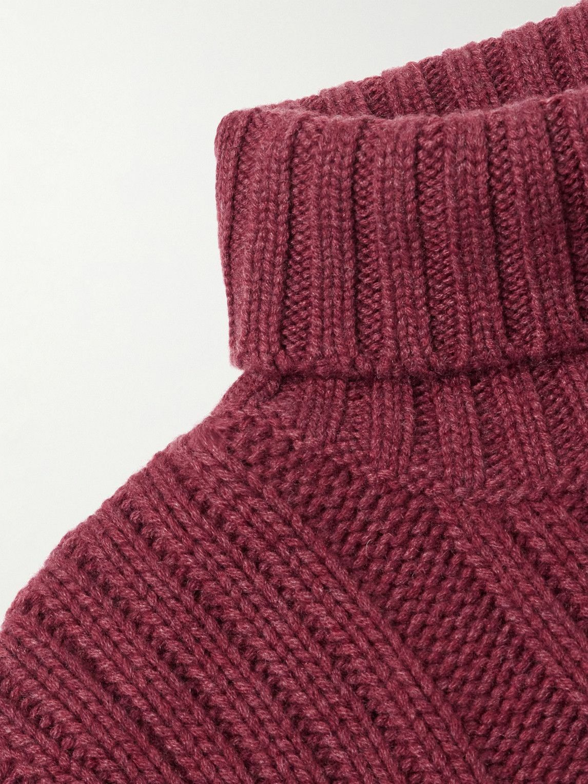 Ribbed Cable-Knit Cashmere Rollneck Sweater