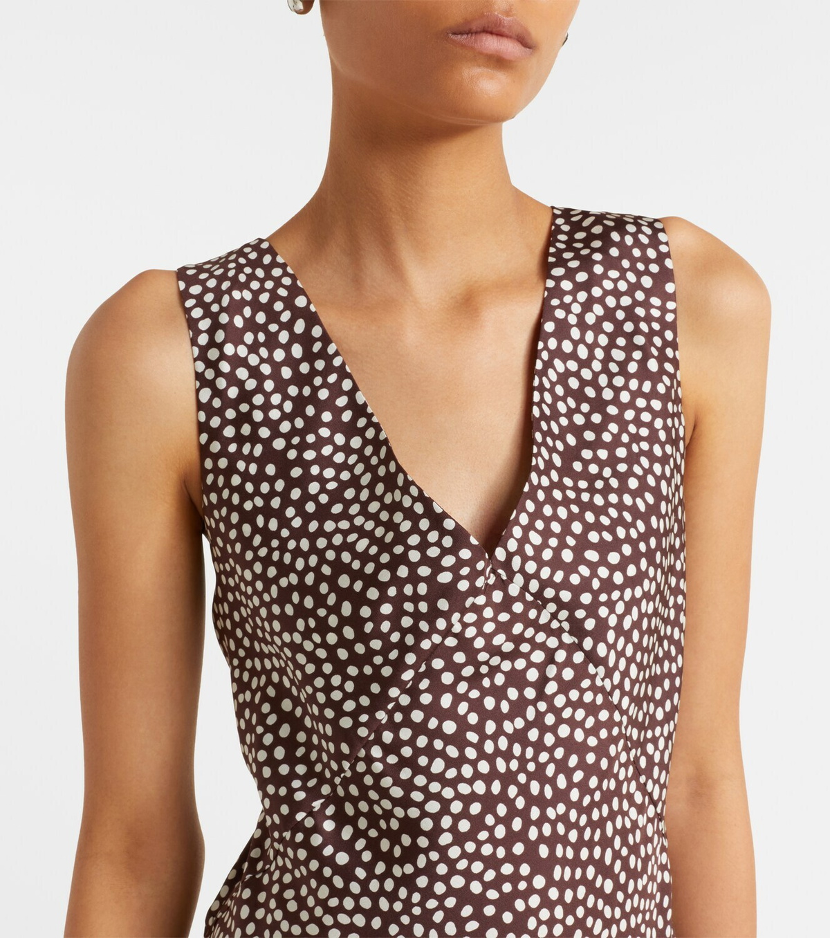 Asceno Provence polka-dot silk twill slip dress
