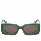 Loewe Eyewear Women's Loewe Rectangular Sunglasses in Light Green/Brown 