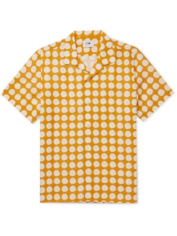Photo: NN07 - Miyagi Camp-Collar Polka-Dot Lyocell and Linen-Blend Shirt - Yellow