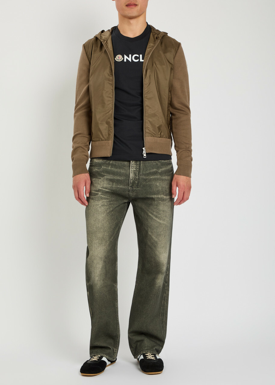 Moncler Logo-appliquéd Hooded Shell and Cotton-blend Jacket Green