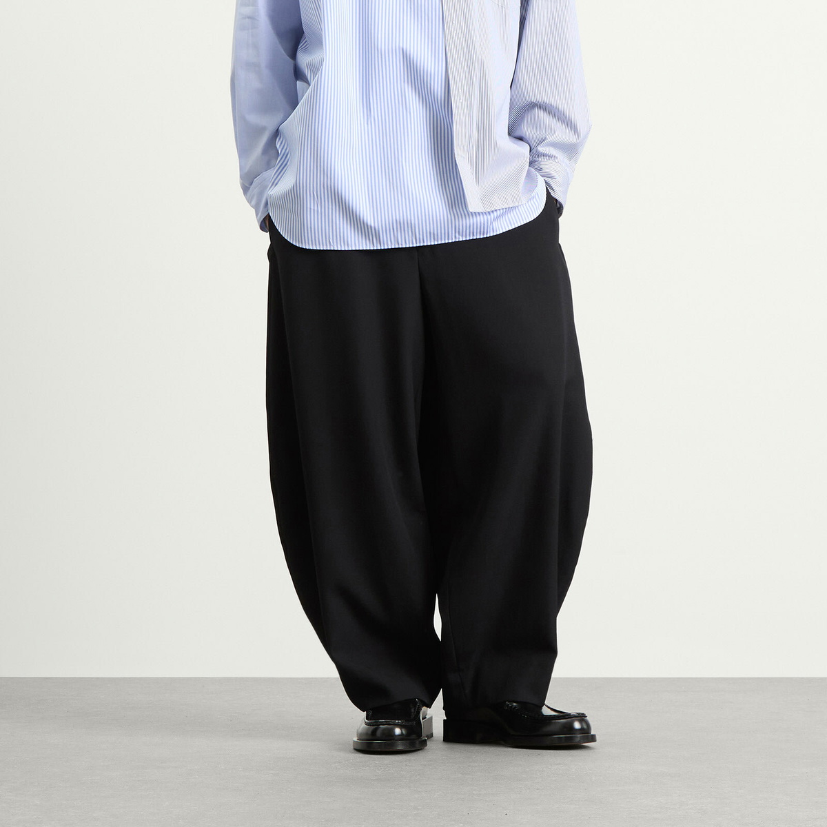 Comme des Garçons Homme Plus Men's Wide Leg Wool Trouser in Black