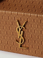 SAINT LAURENT - Logo-Debossed Leather Tote Bag - Brown