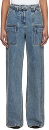 3.1 Phillip Lim Blue Wide-Leg Belted Cargo Jeans
