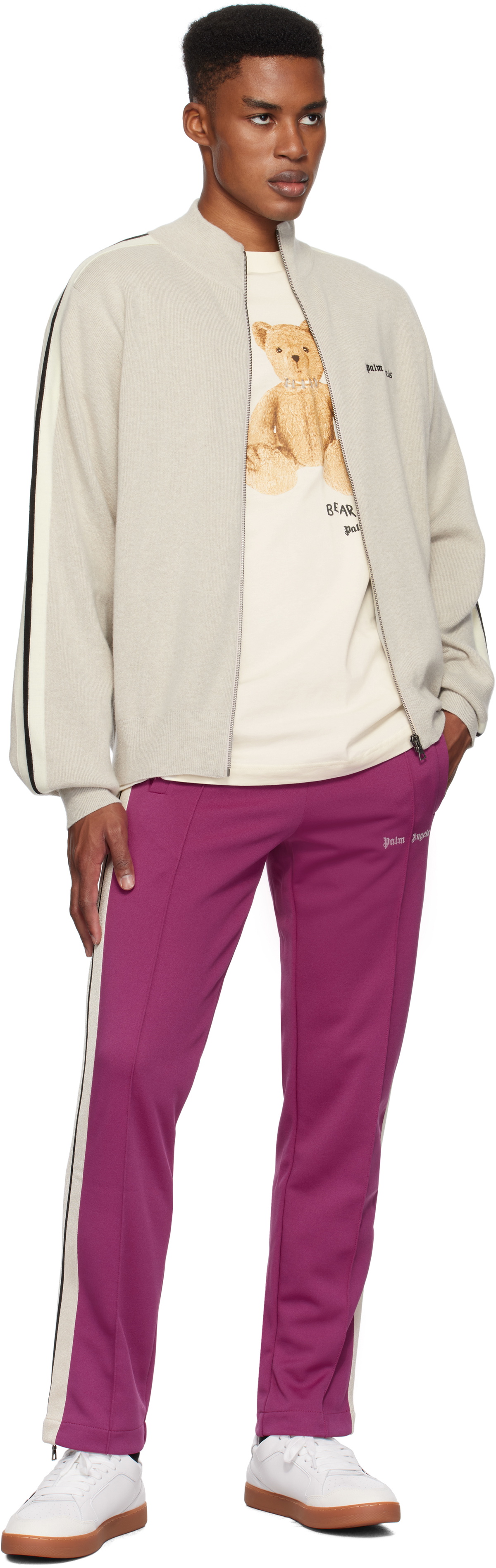 Palm Angels Beige Wool & Cashmere Track Jacket Palm Angels