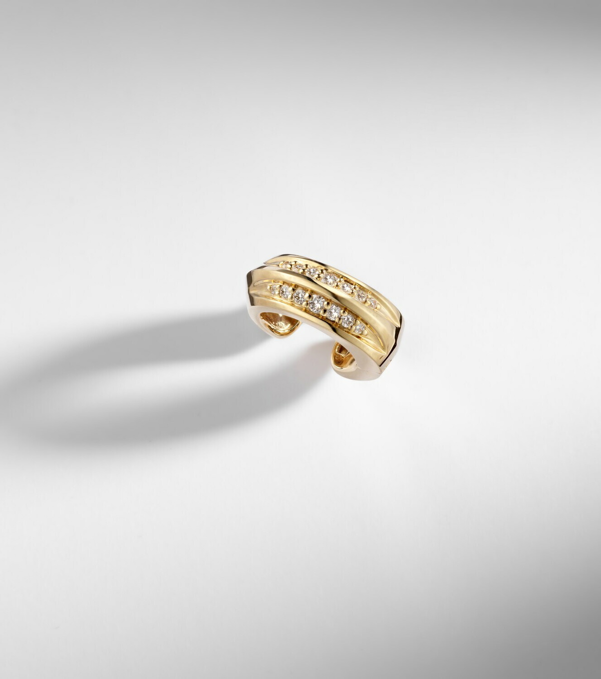 Stone and Strand Knife Edge 14kt gold ear cuff with diamonds