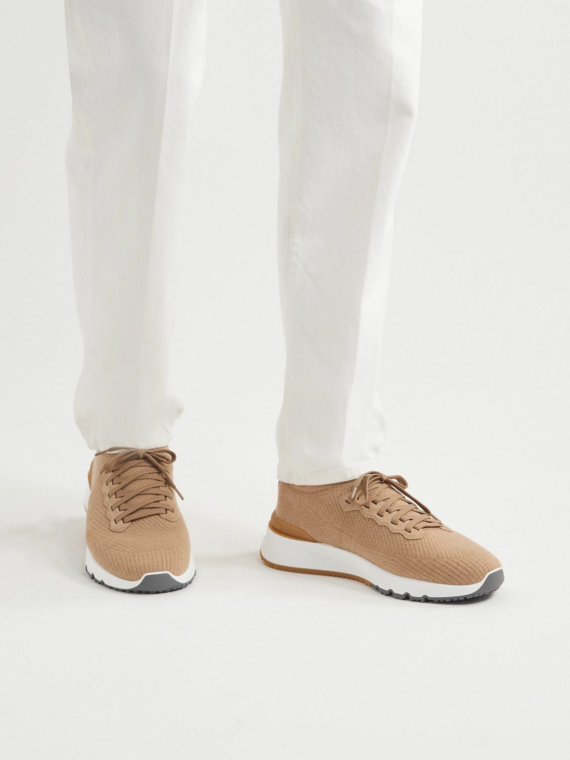 スニーカー BRUNELLO CUCINELLI Women Sneakers MZSFG2942 8187 BROWN Brunello Cucinelli - Stretch-Knit Sneakers - Brown Brunello