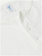 Velva Sheen - Slim-Fit Mélange Cotton-Blend Henley T-Shirt - White