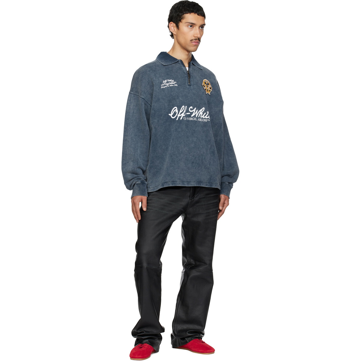 Off-White Navy Sporty 4 Fleece Polo