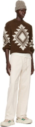 Moncler Brown Geometric Jacquard Wool Blend Sweater