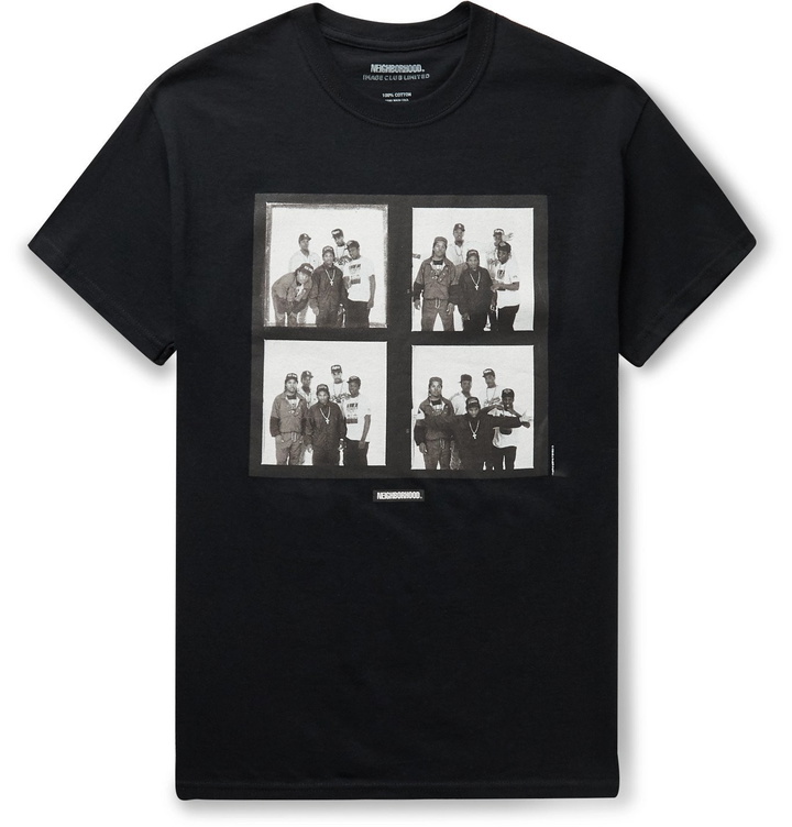 Photo: Neighborhood - Image Club Limited N.W.A. Printed Cotton-Jersey T-Shirt - Black