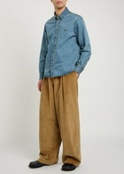 Ami Paris Logo-embroidered Denim Shirt Blue