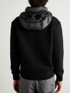 C.P. Company - Logo-Appliquéd Quilted Ripstop and Waffle-Knit Wool Hooded Down Jacket - Black