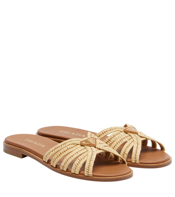 Photo: Prada Crochet raffia-effect slides