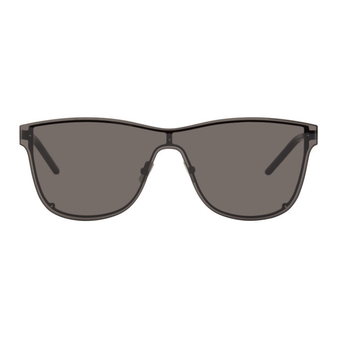 Photo: Saint Laurent Black Oversized SL 51 Shield Sunglasses