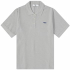 Maison Kitsuné Men's Navy Fox Patch Classic Polo Shirt in Grey Melange