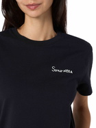 MC2 Saint Barth Woman Black Cotton Jersey Crewneck T-shirt Emilie With Sono Nera Embroidery