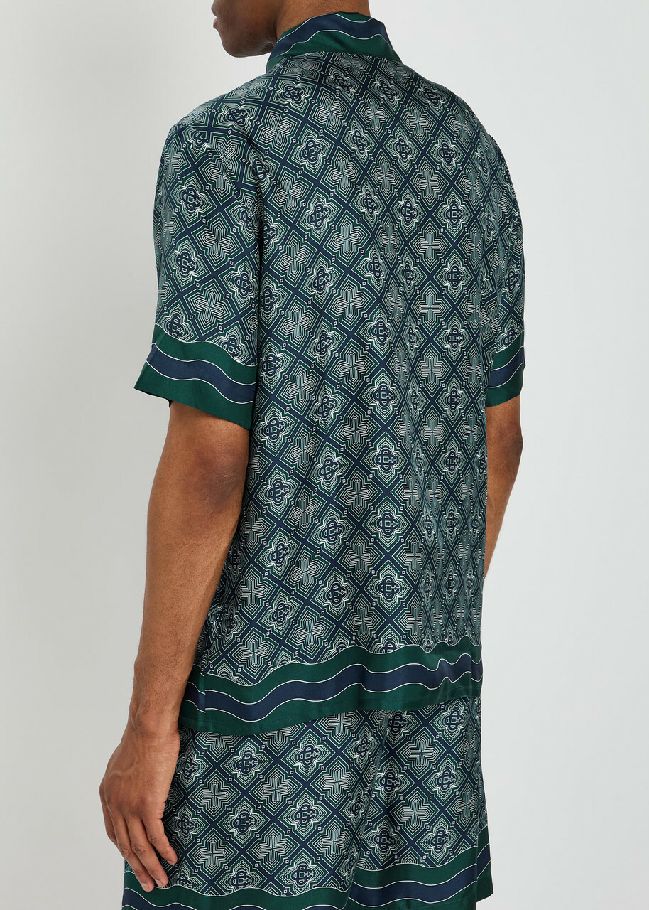 Casablanca Radiating Logo-monogram Silk Shirt Green