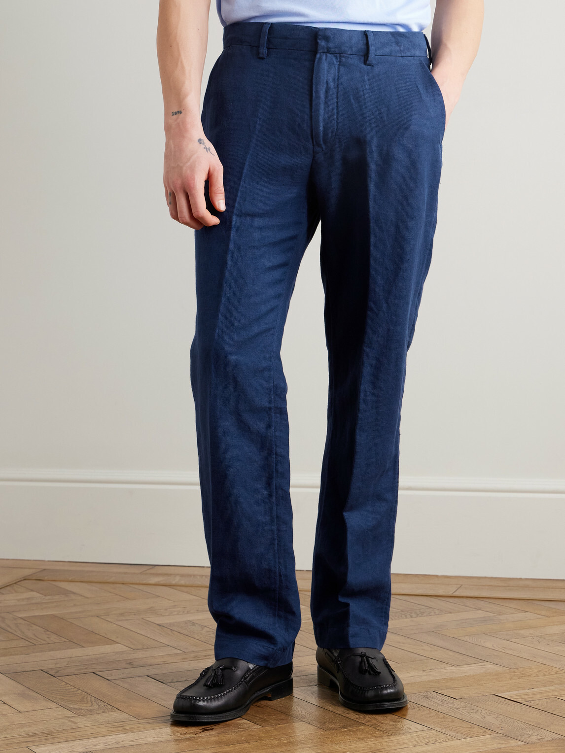 Polo Ralph Lauren - Straight-Leg Linen and Cotton-Blend Trousers - Blue