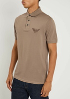 Emporio Armani Logo Piqué Cotton Polo Shirt Camel