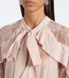 Blumarine Ruffled tie-neck lace gown