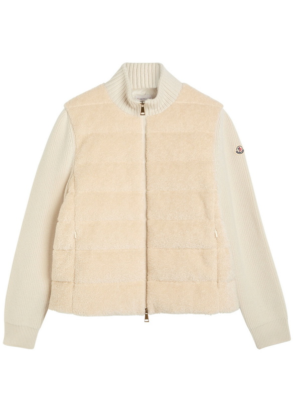 Photo: Moncler Quilted Wool and Teddy Cardigan Cream