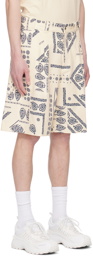 Moncler Off-White Printed Shorts