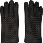 Bottega Veneta Black Intrecciato Leather Gloves