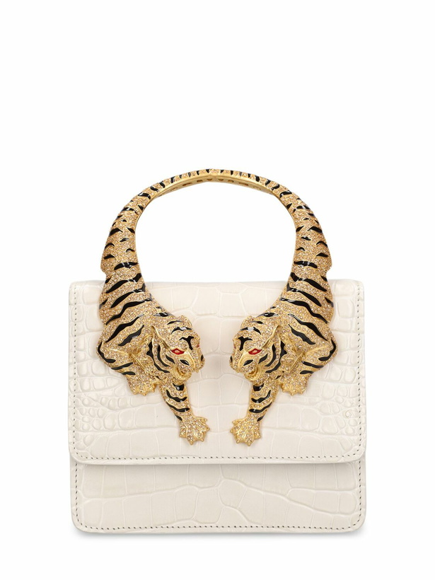 Photo: ROBERTO CAVALLI Medium Roar Croc Embossed Bag