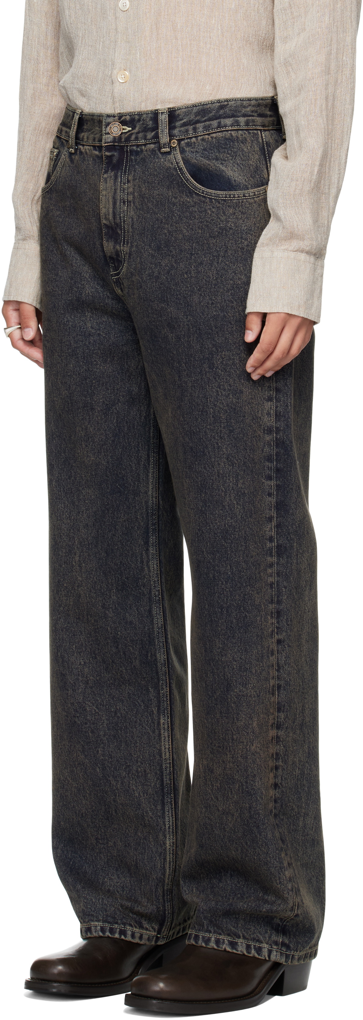 MMIC Navy Rolling Acid Jeans