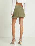 ALESSANDRA RICH - Pleated Denim Mini Skirt W/ Buckle