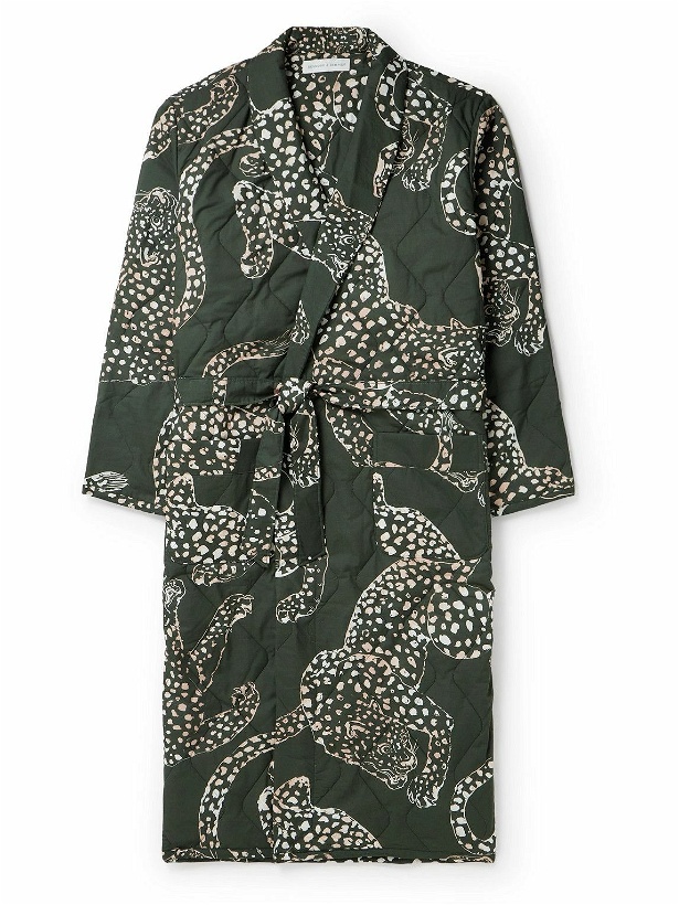 Photo: Desmond & Dempsey - Quilted Printed Cotton Robe - Green