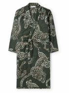 Desmond & Dempsey - Quilted Printed Cotton Robe - Green