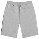 Thom Browne Men's Tricolour Stripe Sweat Shorts in Light Grey