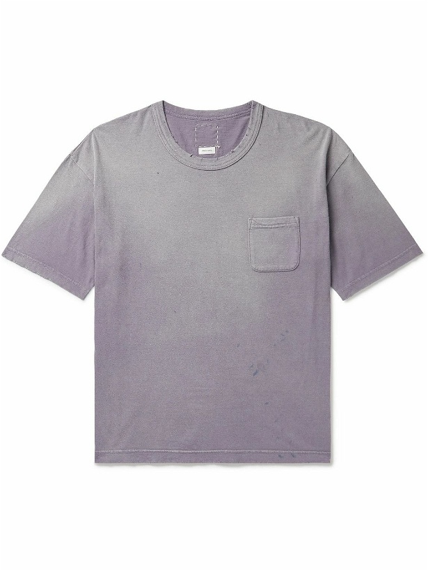 Photo: Visvim - Amplus Distressed Cotton-Jersey T-Shirt - Purple