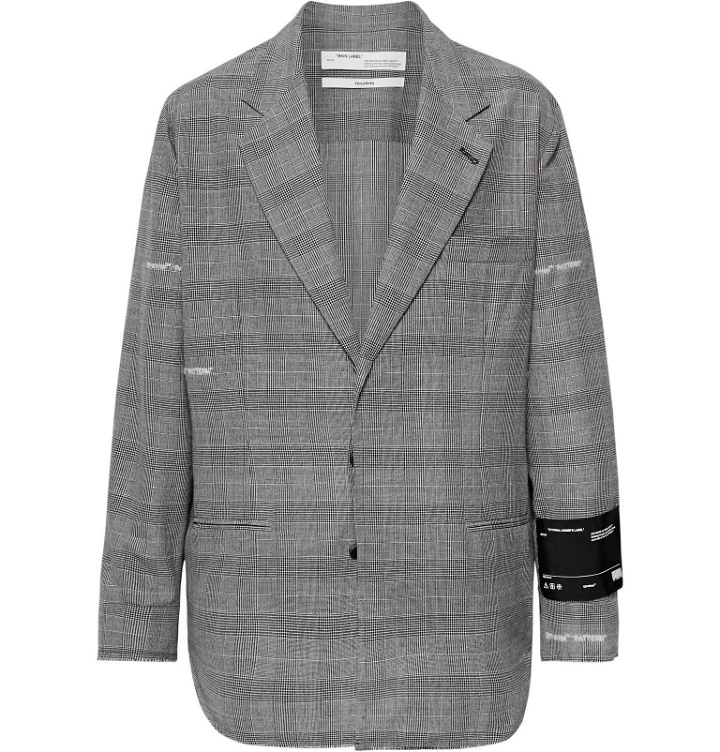 Photo: Off-White - Grey Logo-Embroidered Prince of Wales Checked Cotton-Blend Blazer - Gray
