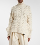 Stella McCartney Cable-knit draped wool turtleneck sweater