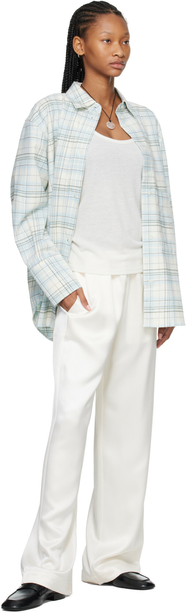 Róhe Blue Flannel Check Shirt