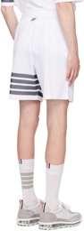 Thom Browne White 4-Bar Shorts