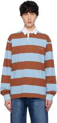AFTER PRAY Brown & Blue Stripe Jersey Rugby Polo
