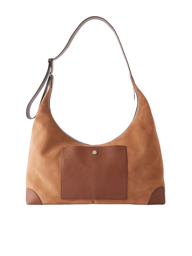 Photo: Brunello Cucinelli - Leather-Trimmed Suede Tote Bag