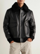 Gabriela Hearst - Grant Shearling-Trimmed Leather Aviator Jacket - Black